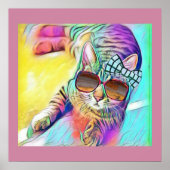 Farbiges Katzenposter Poster (Vorne)