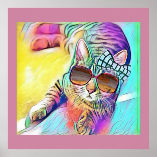 Farbiges Katzenposter Poster (Vorne)