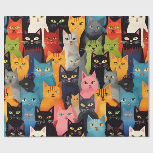 Farbiges Katzenwackelpapier Geschenkpapier (Flach)