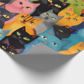 Farbiges Katzenwackelpapier Geschenkpapier (Ecke)