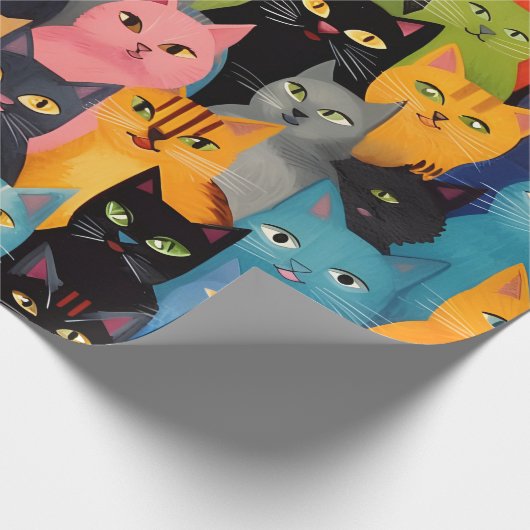 Farbiges Katzenwackelpapier Geschenkpapier (Ecke)