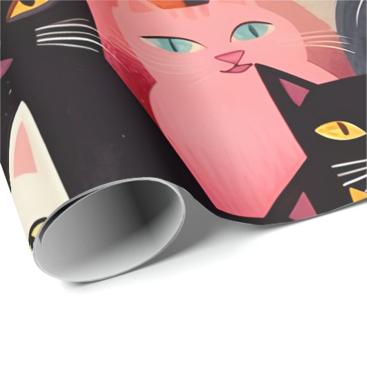 Farbiges Katzenwackelpapier Geschenkpapier (Rolleneckpunkt)