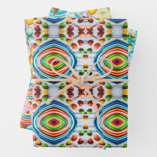 Farbiges Kids Wrapping Paper Set 3 Geschenkpapier Set (Beispiel)