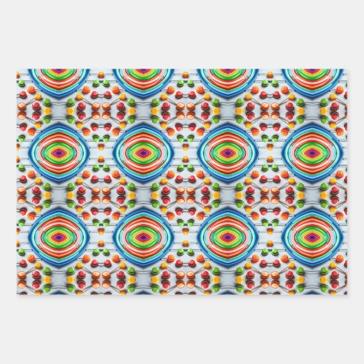 Farbiges Kids Wrapping Paper Set 3 Geschenkpapier Set (Vorderseite)