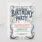 Farbiges Kindergeburtstag Party Einladung (Vorderseite)