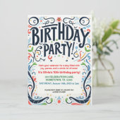 Farbiges Kindergeburtstag Party Einladung (Stehend Vorderseite)