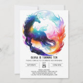 Farbiges Kinderpferd Einladung (Vorderseite)