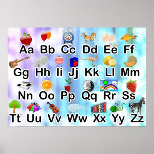Farbiges Klassenzimmer ABC Alphabet Poster