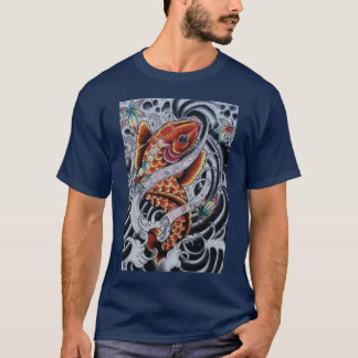Farbiges KOI Tätowierungs-Blick T-Shirt