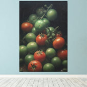Farbiges Kontrast: grün und rot - Tomatenmalerei Leinwanddruck (Insitu (Holzboden))