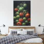 Farbiges Kontrast: grün und rot - Tomatenmalerei Leinwanddruck (Insitu (Schlafzimmer))