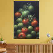Farbiges Kontrast: grün und rot - Tomatenmalerei Leinwanddruck (Insitu (Wohnzimmer))