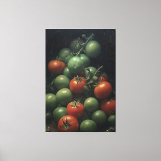 Farbiges Kontrast: grün und rot - Tomatenmalerei Leinwanddruck