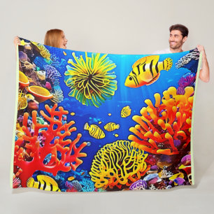 Farbiges Korallenriff-Design Fleecedecke