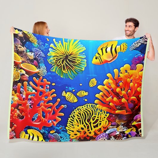 Farbiges Korallenriff-Design Fleecedecke (Beispiel)
