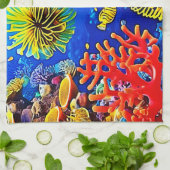 Farbiges Korallenriff-Design Geschirrtuch (Gefaltet)