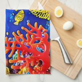 Farbiges Korallenriff-Design Geschirrtuch (Viertel Falte)