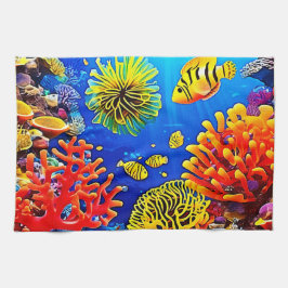 Farbiges Korallenriff-Design Geschirrtuch