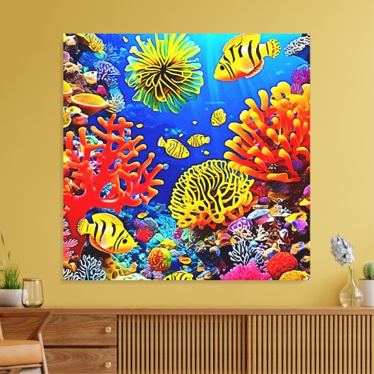 Farbiges Korallenriff-Design Leinwanddruck (Insitu (Wohnzimmer))