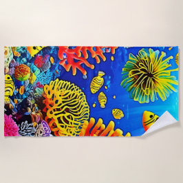 Farbiges Korallenriff-Design Strandtuch