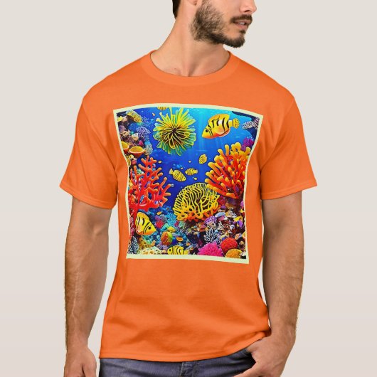 Farbiges Korallenriff-Design T-Shirt (Vorderseite)