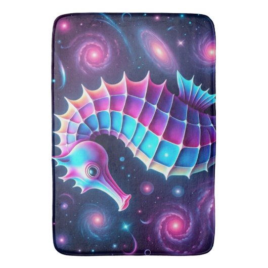 Farbiges kosmisches Seepferd Badematte (Vorderseite Vertikal)