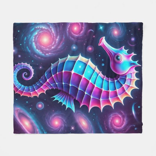 Farbiges kosmisches Seepferd Fleecedecke (Vorderseite (Horizontal))