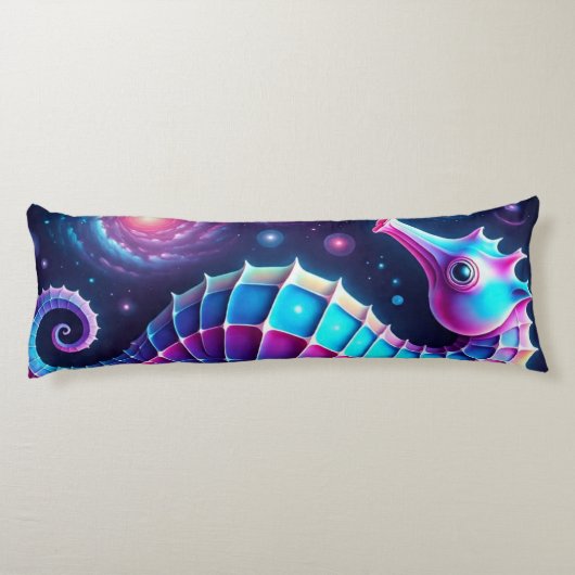 Farbiges kosmisches Seepferd Seitenschläferkissen (Rückseite)