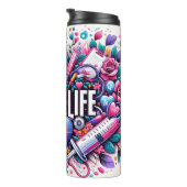 Farbiges Krankenleben Thermosbecher (Nach rechts gedreht)