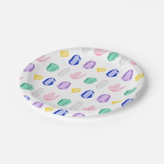 Farbiges Kristallmuster Pappteller (Schrägansicht)