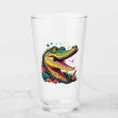 Farbiges Krokodil-Portrait Glas (Vorderseite)