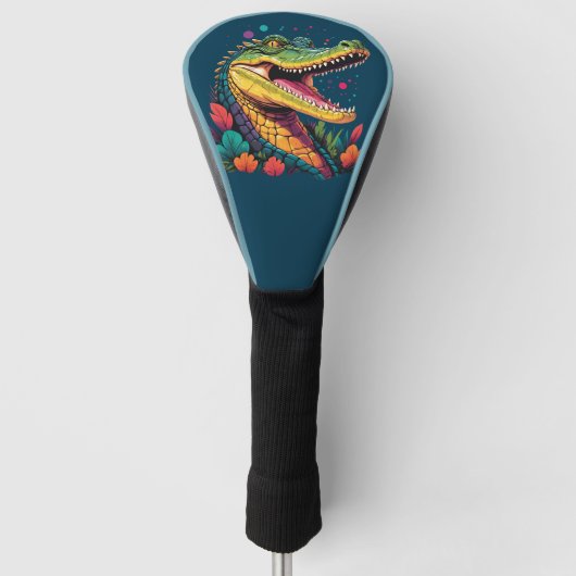 Farbiges Krokodil-Portrait Golf Headcover (Vorderseite)