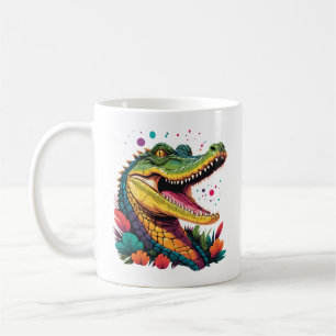 Farbiges Krokodil-Portrait Kaffeetasse