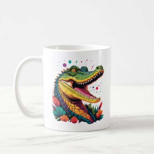 Farbiges Krokodil-Portrait Kaffeetasse (Links)