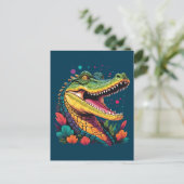 Farbiges Krokodil-Portrait Postkarte (Stehend Vorderseite)