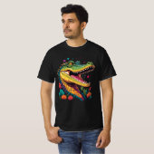 Farbiges Krokodil-Portrait T-Shirt (Vorne ganz)