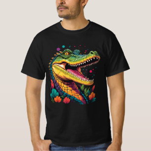 Farbiges Krokodil-Portrait T-Shirt