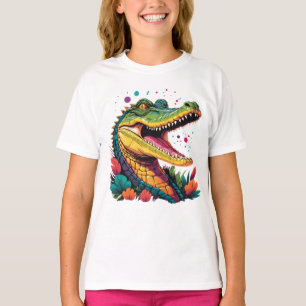 Farbiges Krokodil-Portrait T-Shirt