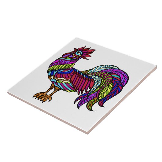 Farbiges Küchenhähnchen, Mandala Design Fliese (Seite)