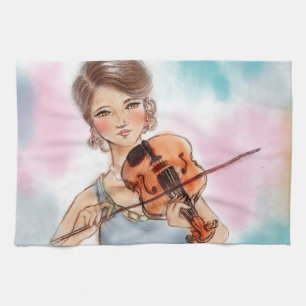Farbiges Küchentuch - Violine