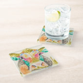 Farbiges Kuhdesign Glasuntersetzer (Schrägansicht)