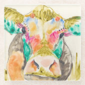 Farbiges Kuhdesign Glasuntersetzer (Vorderseite)