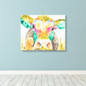 Farbiges Kuhdesign Leinwanddruck (Insitu (Holzboden))