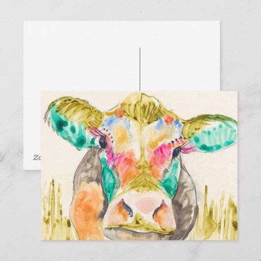 Farbiges Kuhdesign Postkarte (Vorne/Hinten)