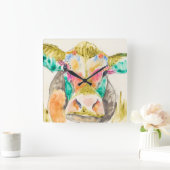 Farbiges Kuhdesign Quadratische Wanduhr (Zuhause)