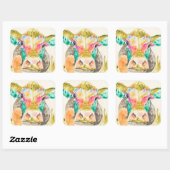 Farbiges Kuhdesign Quadratischer Aufkleber (Blatt)