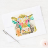 Farbiges Kuhdesign Quadratischer Aufkleber (Umschlag)