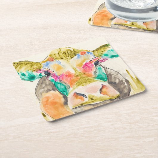 Farbiges Kuhdesign Rechteckiger Pappuntersetzer (angewinkelt)