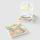 Farbiges Kuhdesign Steinuntersetzer (Seitenansicht)