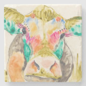 Farbiges Kuhdesign Steinuntersetzer (Vorderseite)